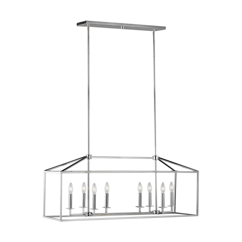 Generation Lighting Perryton Transitional 8-Light Indoor Dimmable Linear Ceiling Chandelier Pendant Light In Chrome Silver Finish