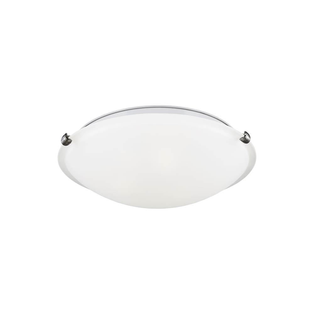 Generation Lighting Clip Ceiling Transitional 2-Light Led Large Indoor Dimmable Flush Mount In Brushed Nickel Silver Finish With Satin Etched Glass Diffuser