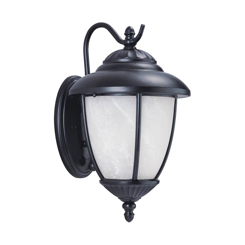 Generation Lighting Yorktown Transitional 1-Light Led Outdoor Exterior Large Wall Lantern Sconce In Black Finish With Swirled Marbleize Glass Shade