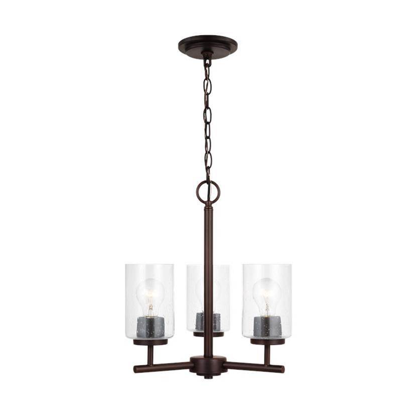 Generation Lighting Oslo Indoor Dimmable 3-Light Chandelier In A Bronze Finish With A Clear Seeded Glass Shade