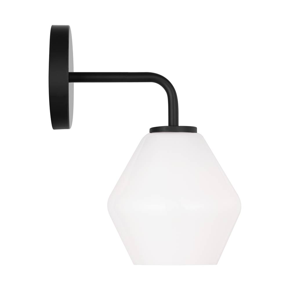 Generation Lighting Jett Transitional 1-Light Indoor Dimmable Bath Vanity Wall Sconce In Midnight Black Finish With Clear Glass Shade