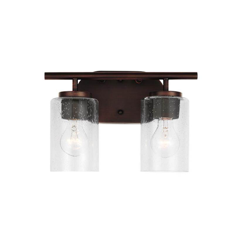 Generation Lighting Oslo Dimmable 2-Light Wall Bath Sconce In A Bronze Finish With Clear Seeded Glass Shade