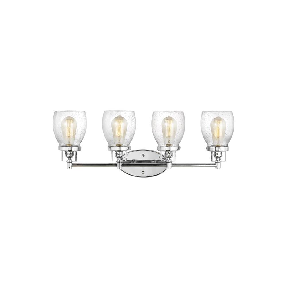 Generation Lighting Belton Transitional 4-Light Indoor Dimmable Bath Vanity Wall Sconce In Chrome Silver Finish With Clear Seeded Glass Shades