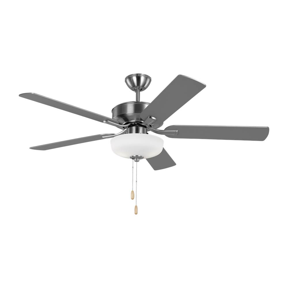Generation Lighting Linden 52'' traditional dimmable LED indoor brushed steel silver ceiling fan with light kit and reversible motor
