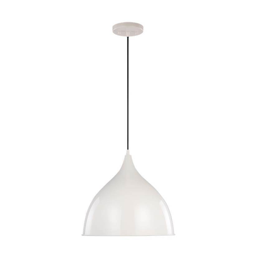 Generation Lighting Grant Industrial 1-Light Indoor Dimmable Ceiling Hanging Single Pendant In Blush Soft Pink Finish With Blush Steel Shade