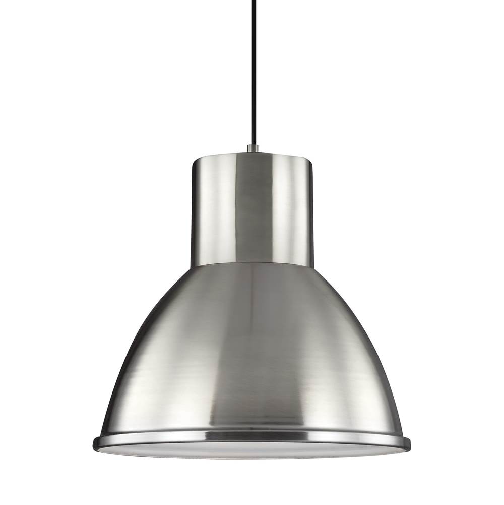Generation Lighting Division Street Contemporary 1-Light Indoor Dimmable Ceiling Hanging Single Pendant Light In Brushed Nickel Silver Finish