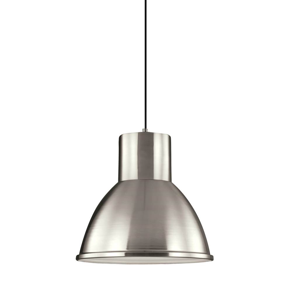 Generation Lighting Division Street Contemporary 1-Light Led Indoor Dimmable Ceiling Hanging Single Pendant Light In Brushed Nickel Silver Finish