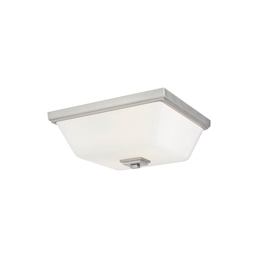 Generation Lighting Ellis Harper Classic 2-Light Indoor Dimmable Ceiling Flush Mount In Brushed Nickel Silver Finish With Etched White Inside Glass Shade