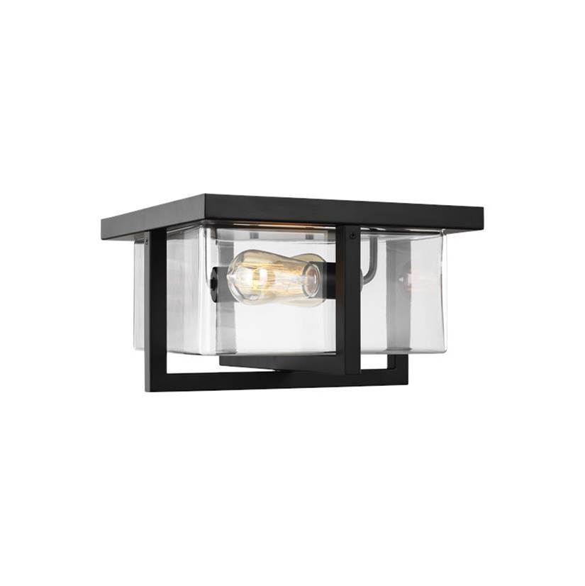 Generation Lighting Mitte Transitional 2-Light Indoor Dimmable Ceiling Flush Mount In Midnight Black Finish With Clear Glass Shade
