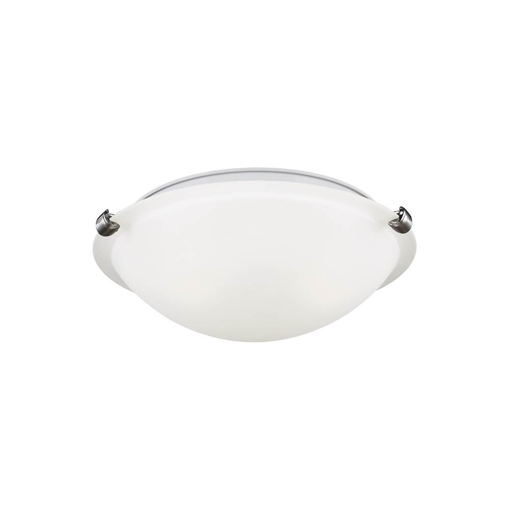 Generation Lighting Clip Ceiling Transitional 2-Light Indoor Dimmable Flush Mount In Brushed Nickel Silver Finish With Satin Etched Glass Diffuser