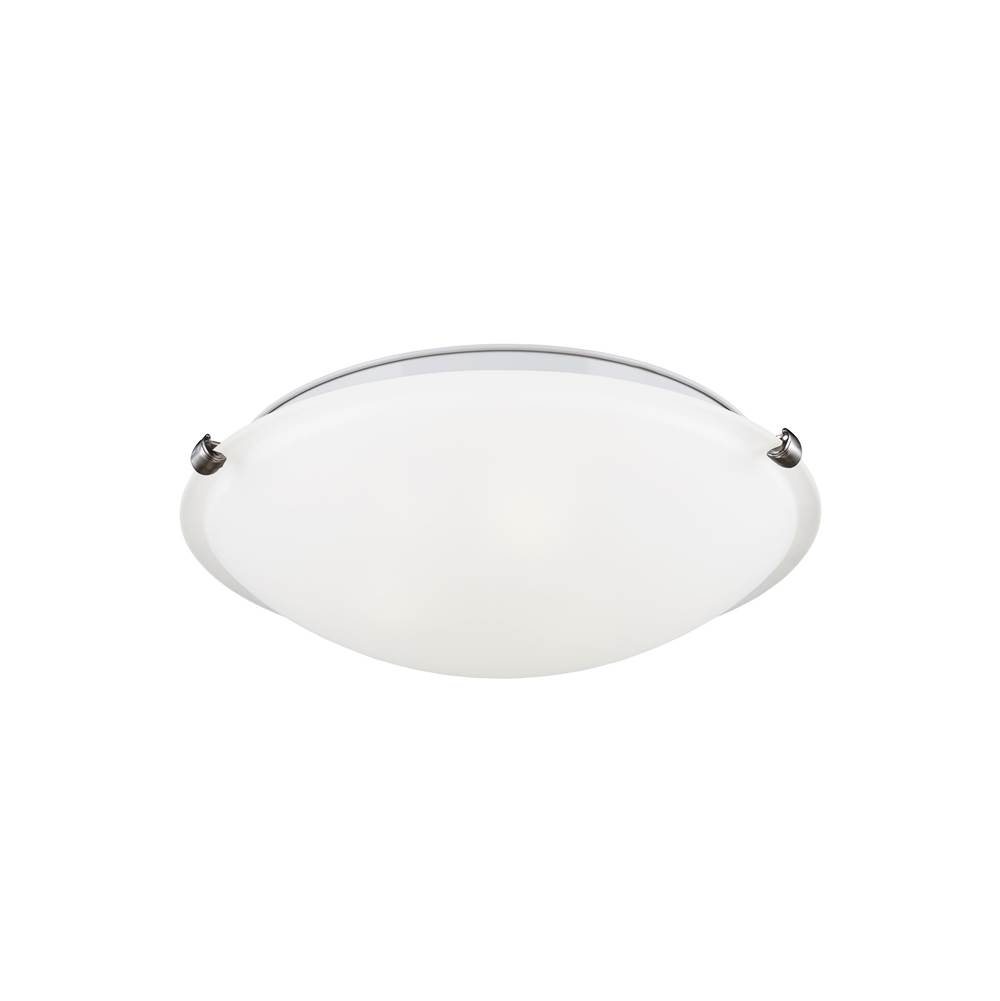 Generation Lighting Clip Ceiling Transitional 2-Light Led Indoor Dimmable Flush Mount In Brushed Nickel Silver Finish With Satin Etched Glass Diffuser