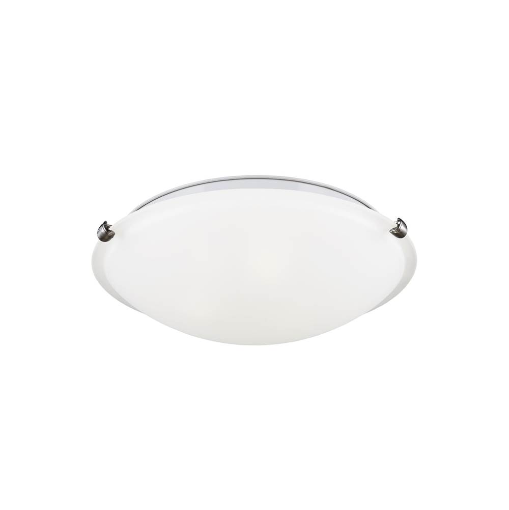 Generation Lighting Clip Ceiling Transitional 3-Light Led Indoor Dimmable Flush Mount In Brushed Nickel Silver Finish With Satin Etched Glass Diffuser