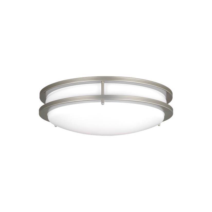 Generation Lighting Mahone Traditional Dimmable Indoor Medium Led 1-Light Flush Mount Ceiling Fixture In A Painted Brushed Nickel Finish With White Acrylic Diffuser