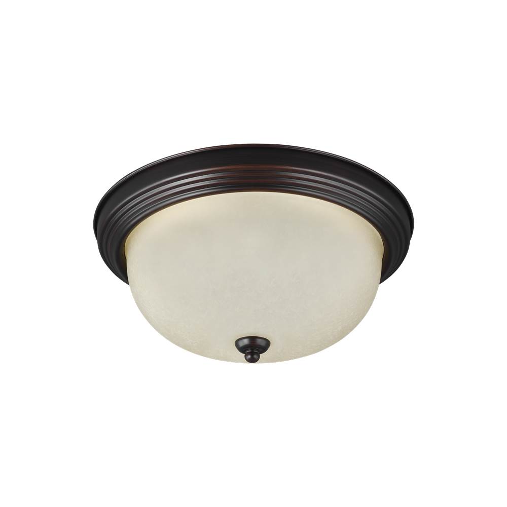 Generation Lighting Geary Transitional 1-Light Indoor Dimmable Ceiling Flush Mount Fixture In Bronze Finish With Amber Scavo Glass Diffuser