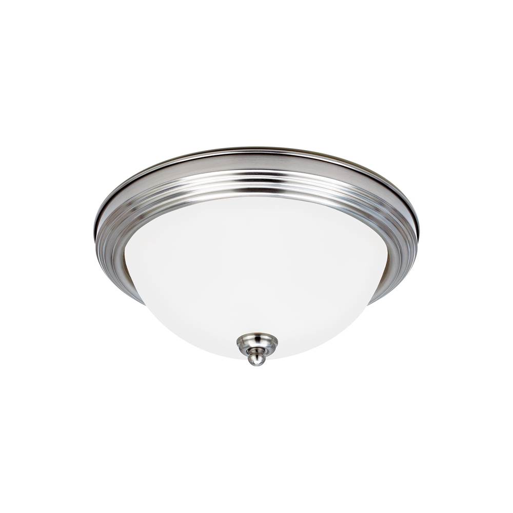 Generation Lighting Geary Transitional 1-Light Indoor Dimmable Ceiling Flush Mount Fixture In Brushed Nickel Silver Finish With Satin Etched Glass Diffuser