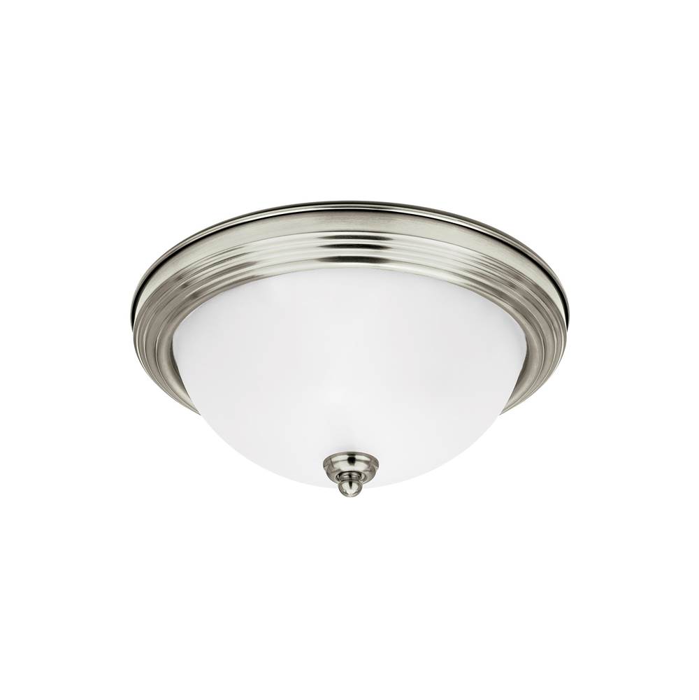 Generation Lighting Geary Transitional 1-Light Led Indoor Dimmable Ceiling Flush Mount Fixture In Brushed Nickel Silver Finish With Satin Etched Glass Diffuser