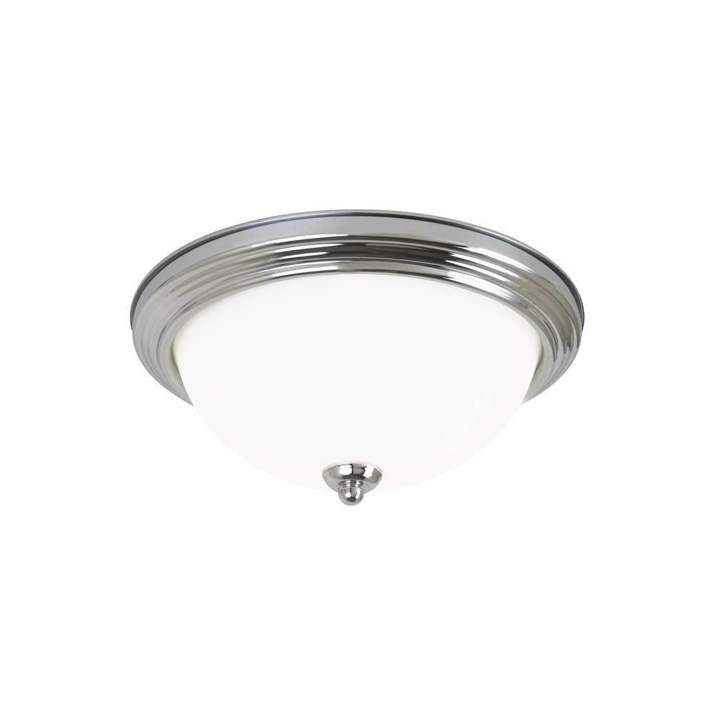 Generation Lighting Geary Transitional 2-Light Indoor Dimmable Ceiling Flush Mount Fixture In Brushed Nickel Silver Finish With Satin Etched Glass Diffuser
