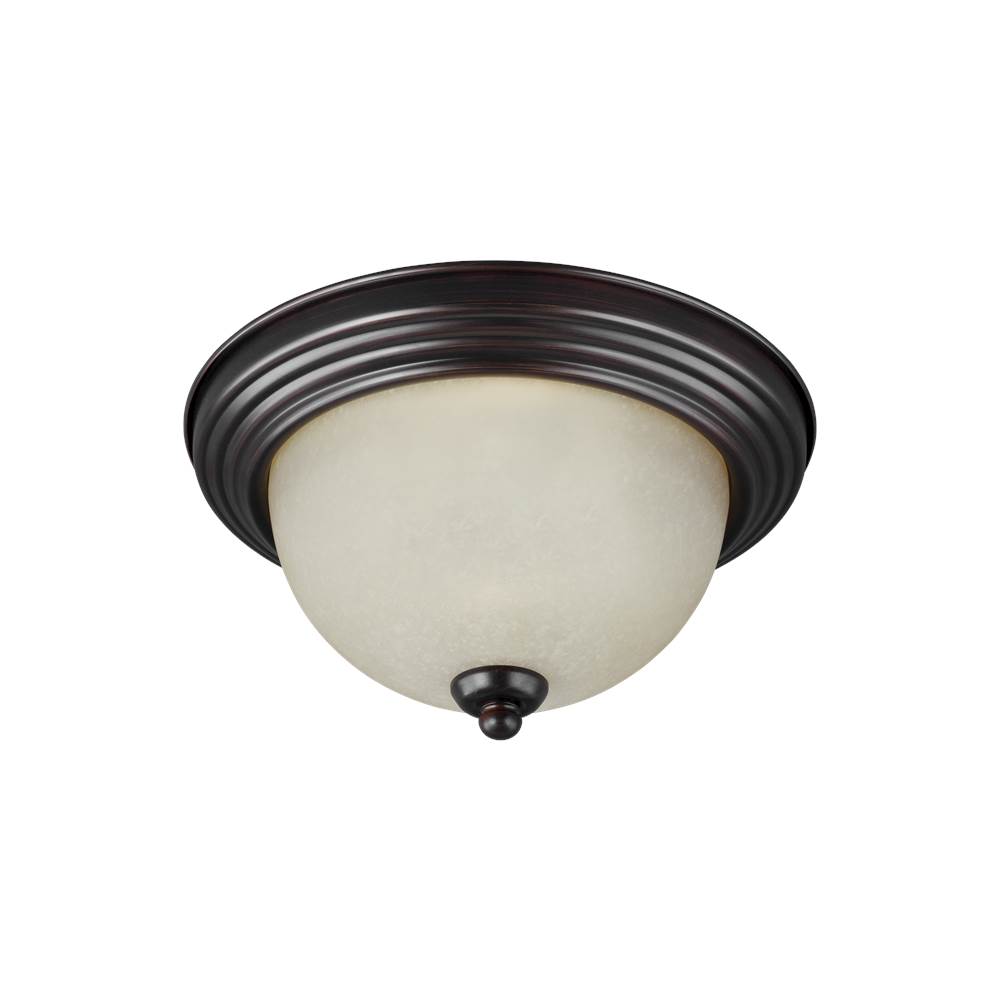 Generation Lighting Geary Transitional 3-Light Indoor Dimmable Ceiling Flush Mount Fixture In Bronze Finish With Amber Scavo Glass Diffuser