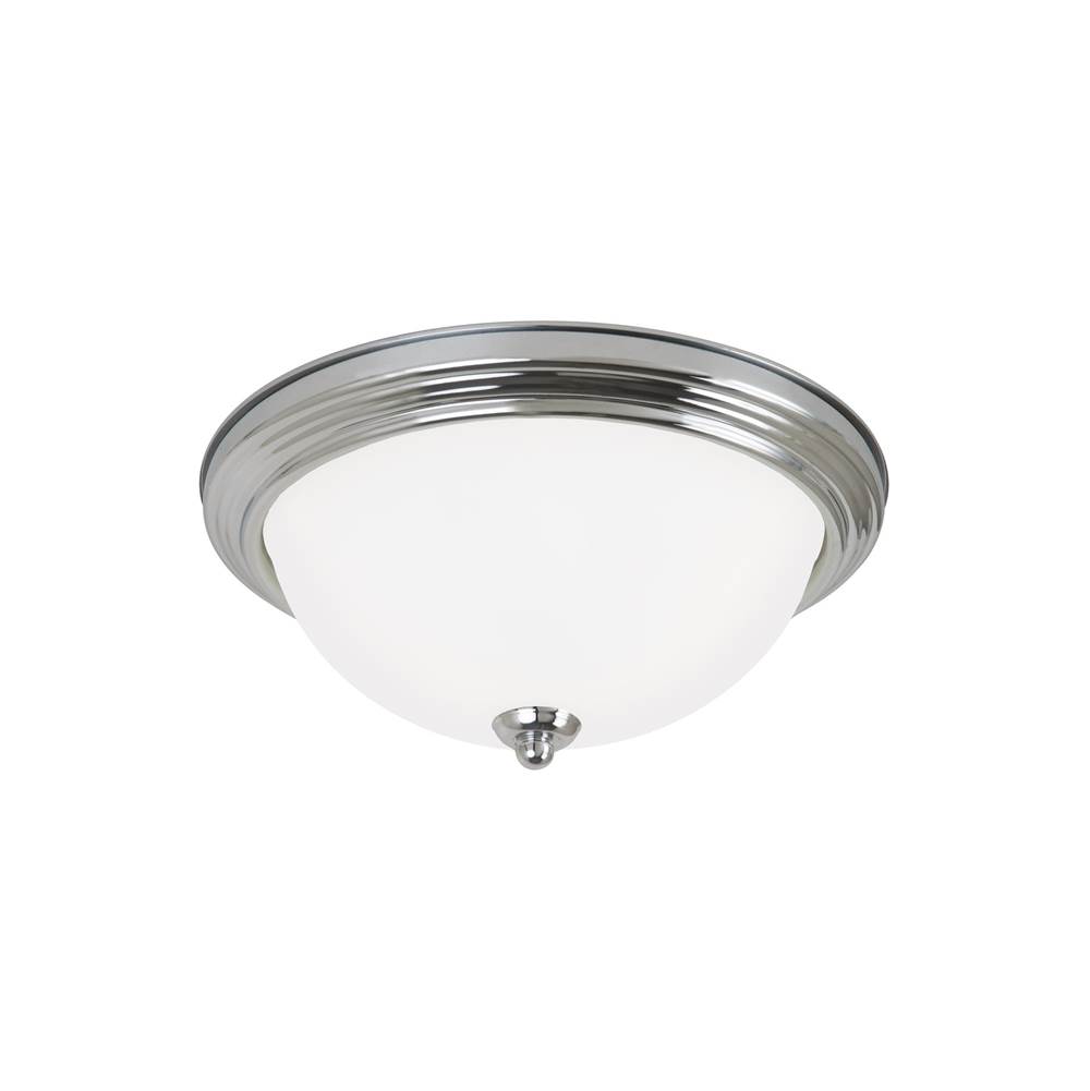 Generation Lighting Geary Transitional 3-Light Led Indoor Dimmable Ceiling Flush Mount Fixture In Chrome Silver Finish With Satin Etched Glass Diffuser