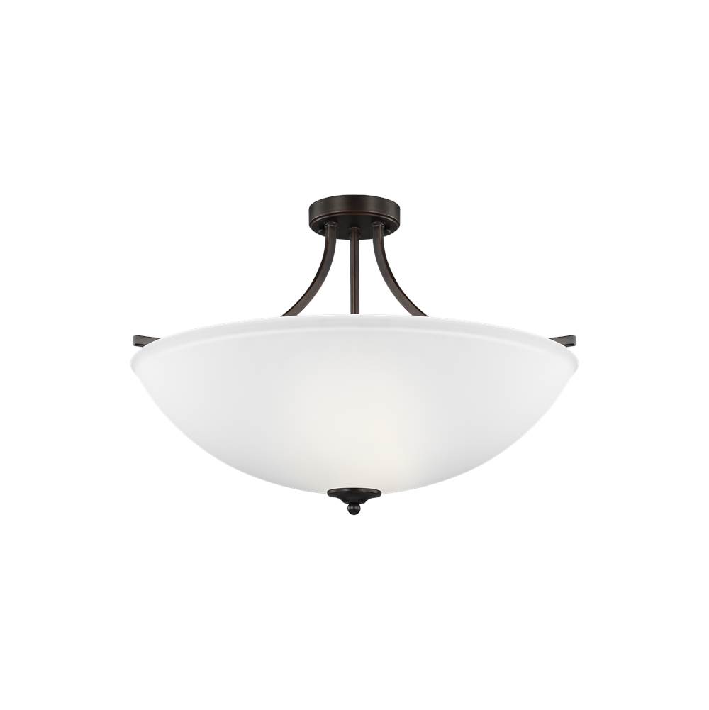 Generation Lighting Geary Transitional 4-Light Indoor Dimmable Ceiling Flush Mount Fixture In Bronze Finish With Satin Etched Glass Shade