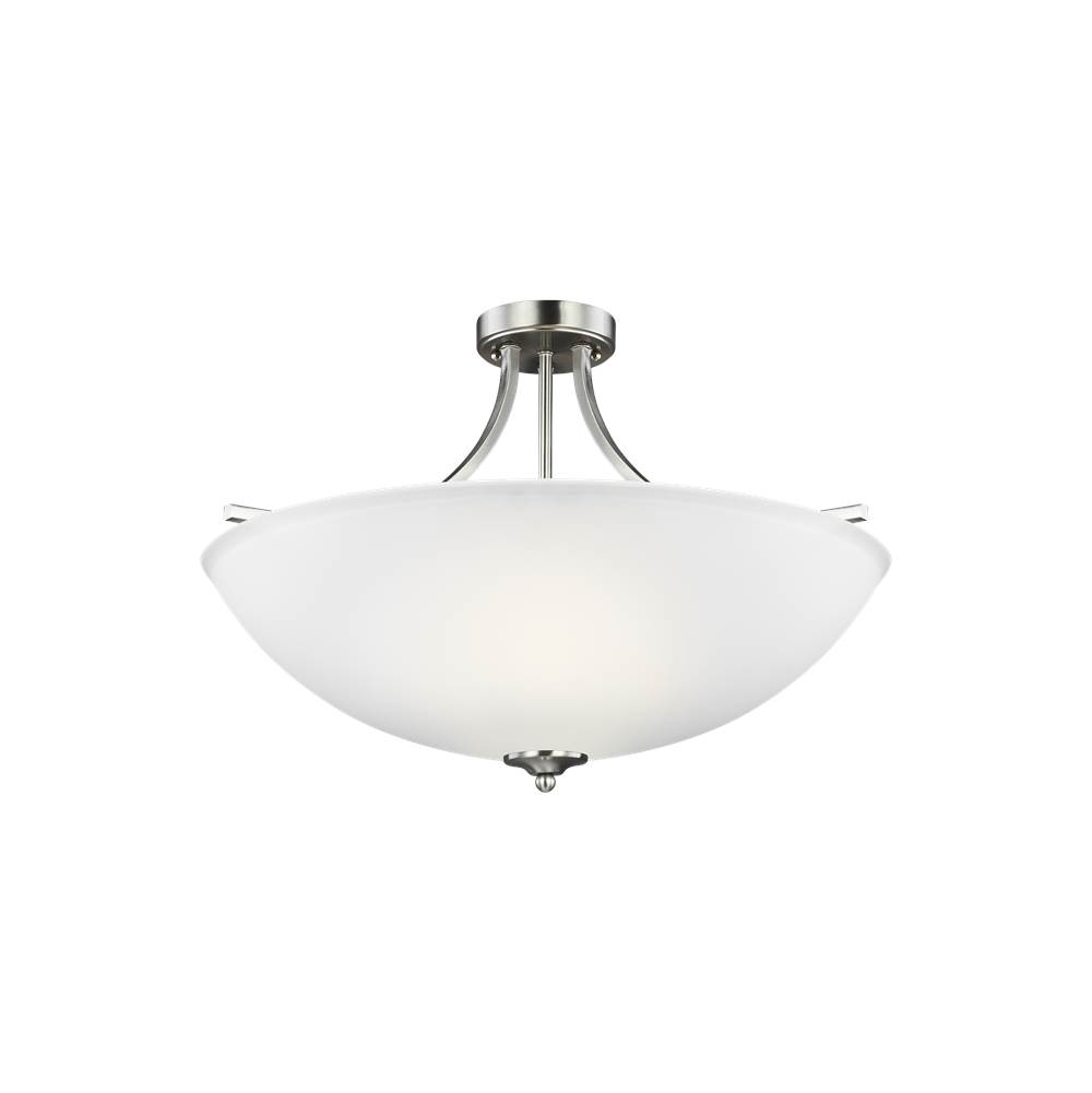 Generation Lighting Geary Transitional 4-Light Indoor Dimmable Ceiling Flush Mount Fixture In Brushed Nickel Silver Finish With Satin Etched Glass Shade
