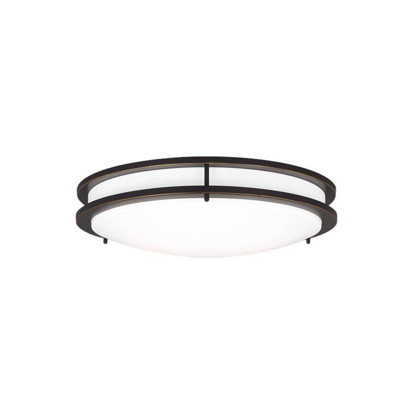 Generation Lighting Mahone Traditional Dimmable Indoor Large Led One-Light Flush Mount Ceiling Fixture In An Antique Bronze Finish With White Acrylic Diffuser