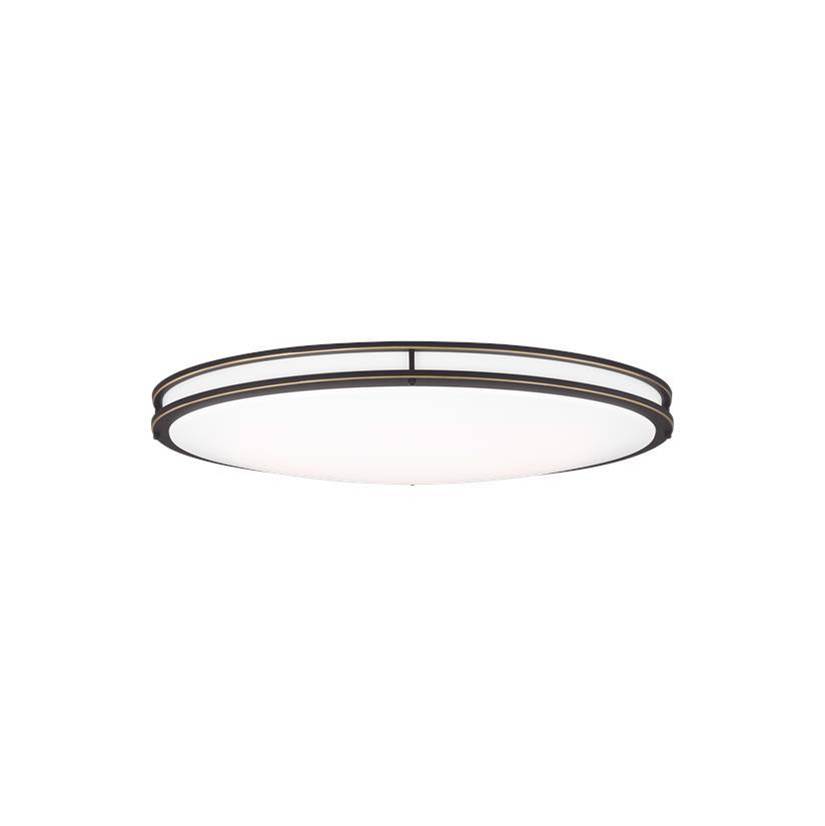 Generation Lighting Mahone Traditional Dimmable Indoor Large Led Oval 1-Light Flush Mount Ceiling Fixture In An Antique Bronze Finish With White Acrylic Diffuser