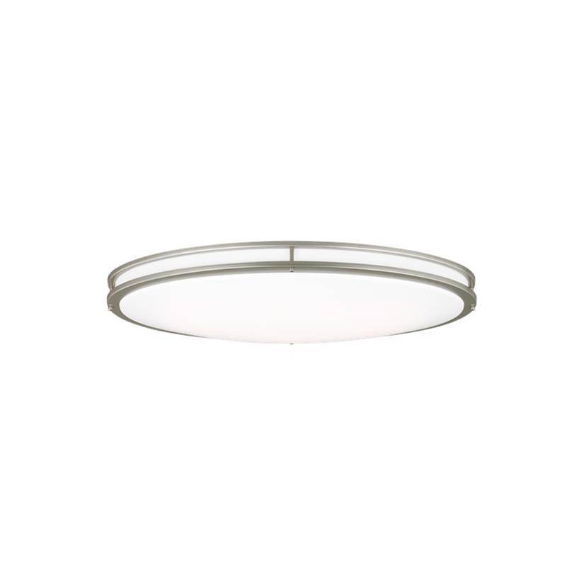 Generation Lighting Mahone Traditional Dimmable Indoor Large Led Oval One-Light Flush Mount Ceiling Fixture In A Painted Brushed Nickel Finish W/White Acrylic Diffuser