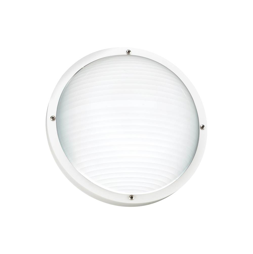 Generation Lighting Bayside Traditional 1-Light Outdoor Exterior Wall Or Ceiling Mount In White Finish With Frosted White Diffuser
