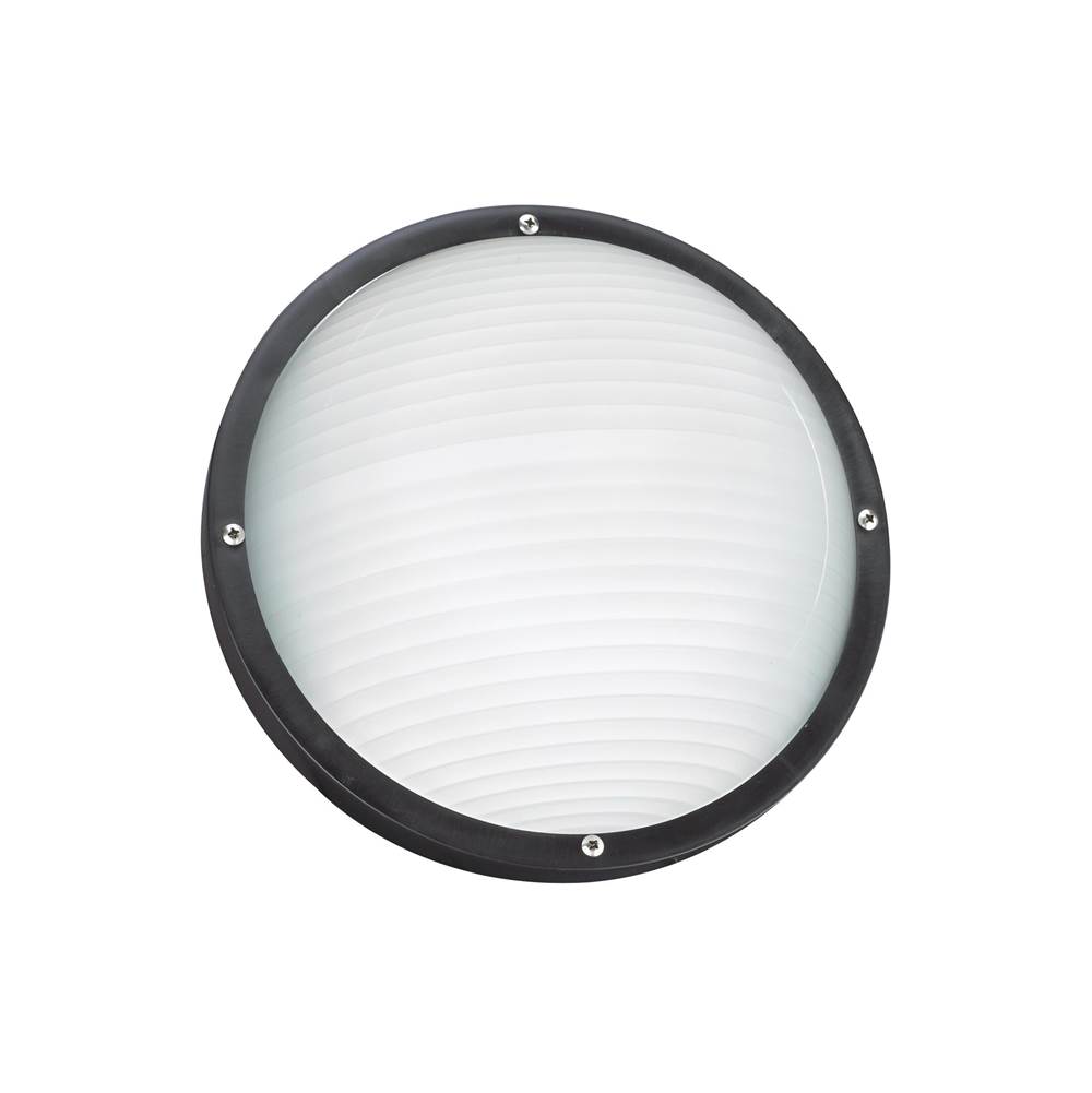 Generation Lighting Bayside Traditional 1-Light Led Outdoor Exterior Wall Or Ceiling Mount In Black Finish With Frosted White Diffuser