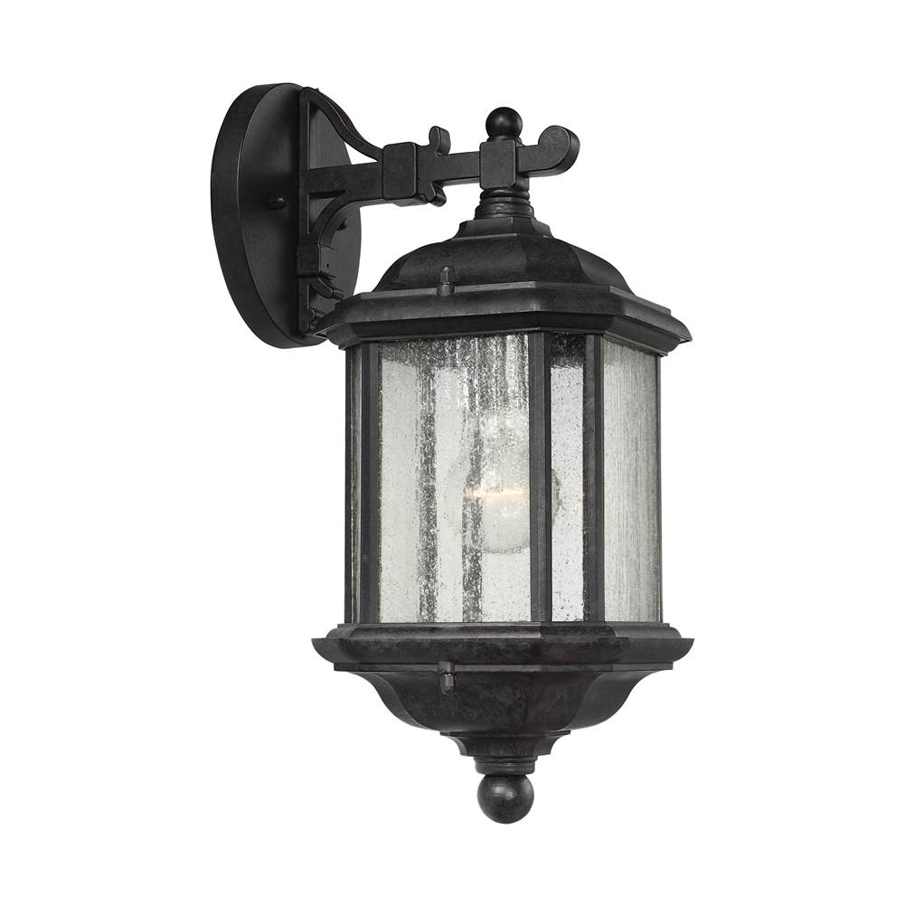 Generation Lighting Kent Traditional 1-Light Outdoor Exterior Medium Wall Lantern Sconce In Oxford Bronze Finish With Clear Seeded Glass Panels