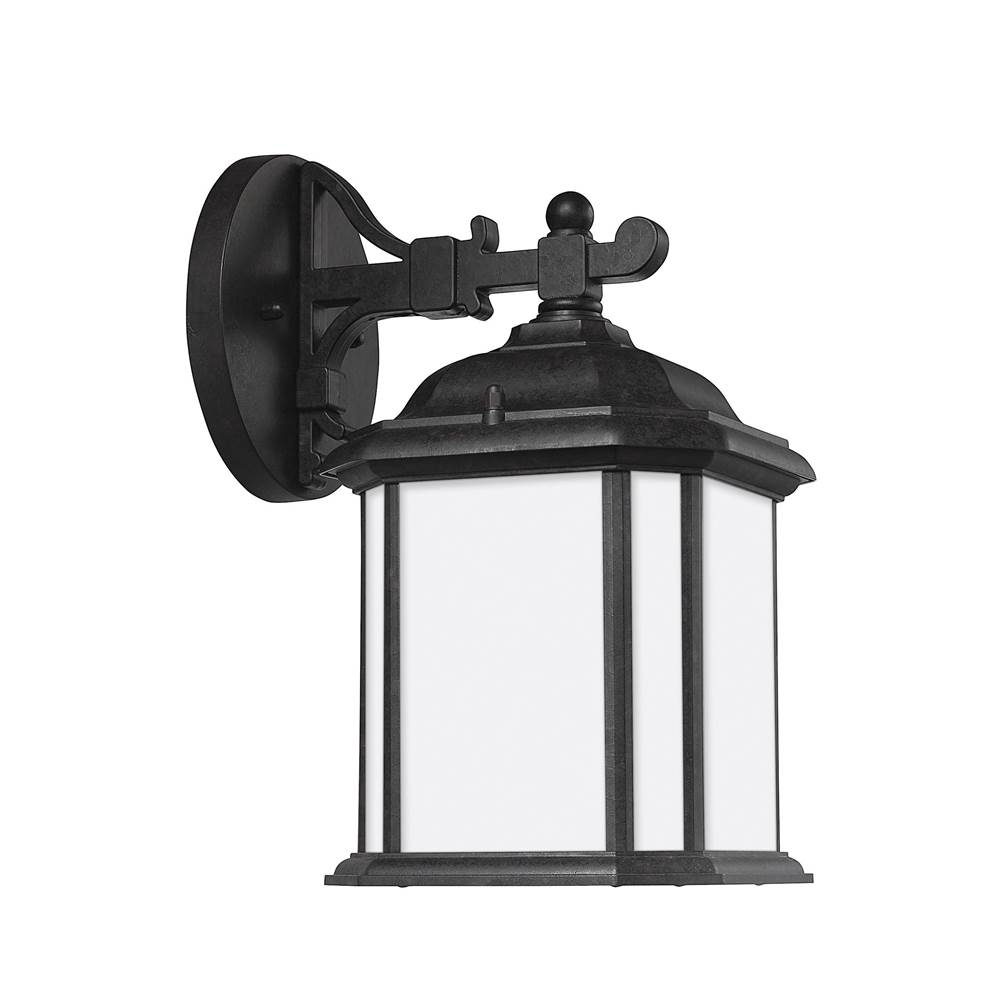Generation Lighting Kent Traditional 1-Light Led Outdoor Exterior Small Wall Lantern Sconce In Oxford Bronze Finish With Satin Etched Glass Panels