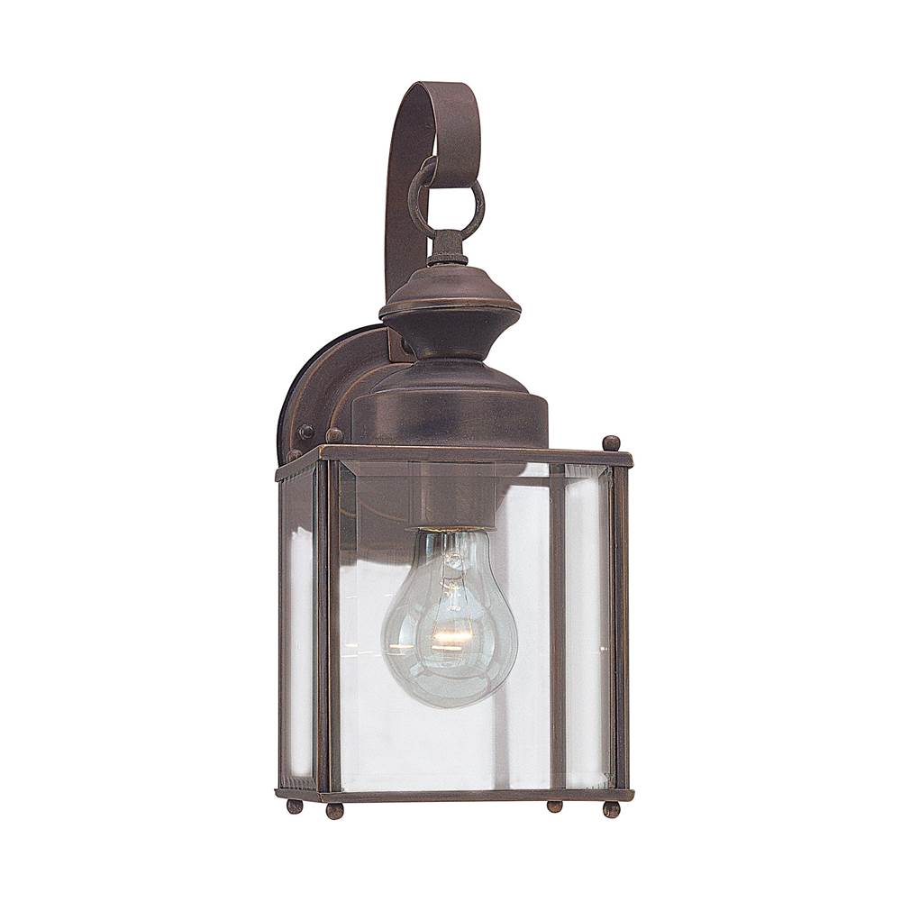 Generation Lighting Jamestowne Transitional 1-Light Medium Outdoor Exterior Wall Lantern In Antique Bronze Finish With Clear Beveled Glass Panel