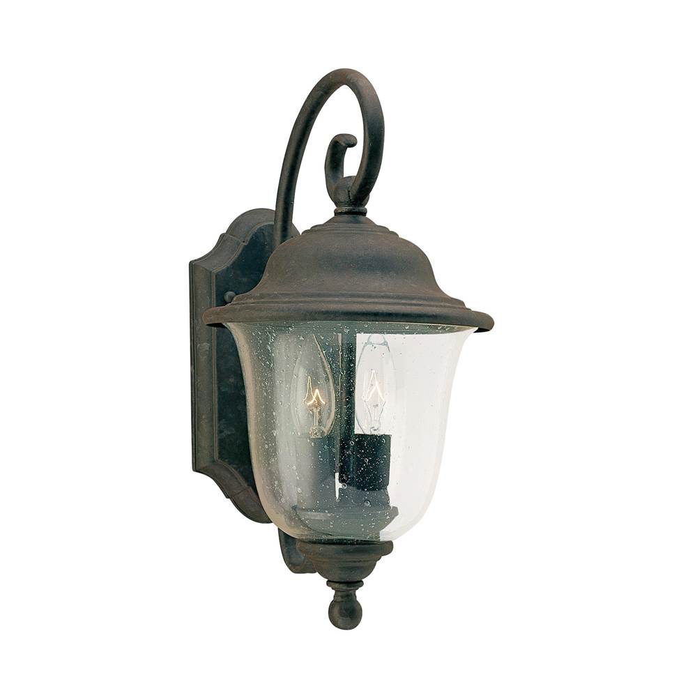 Generation Lighting Trafalgar Traditional 2-Light Led Outdoor Exterior Medium Wall Lantern Sconce In Oxidized Bronze Finish With Clear Seeded Glass Shade