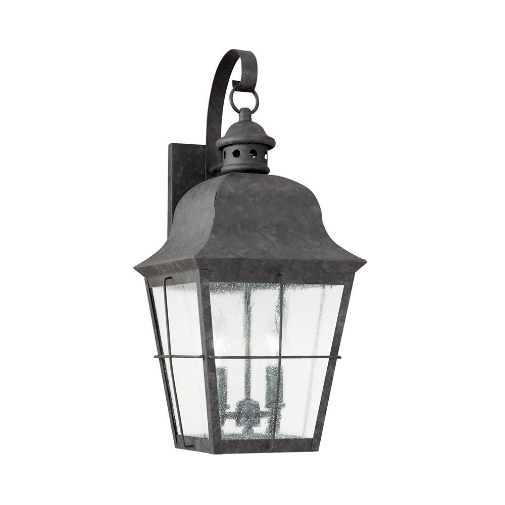 Generation Lighting Chatham Traditional 2-Light Led Outdoor Exterior Wall Lantern Sconce In Oxidized Bronze Finish With Clear Seeded Glass Panels