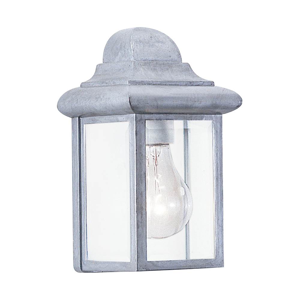 Generation Lighting Mullberry Hill Traditional 1-Light Outdoor Exterior Wall Lantern Sconce In Pewter Finish With Clear Beveled Glass Panels