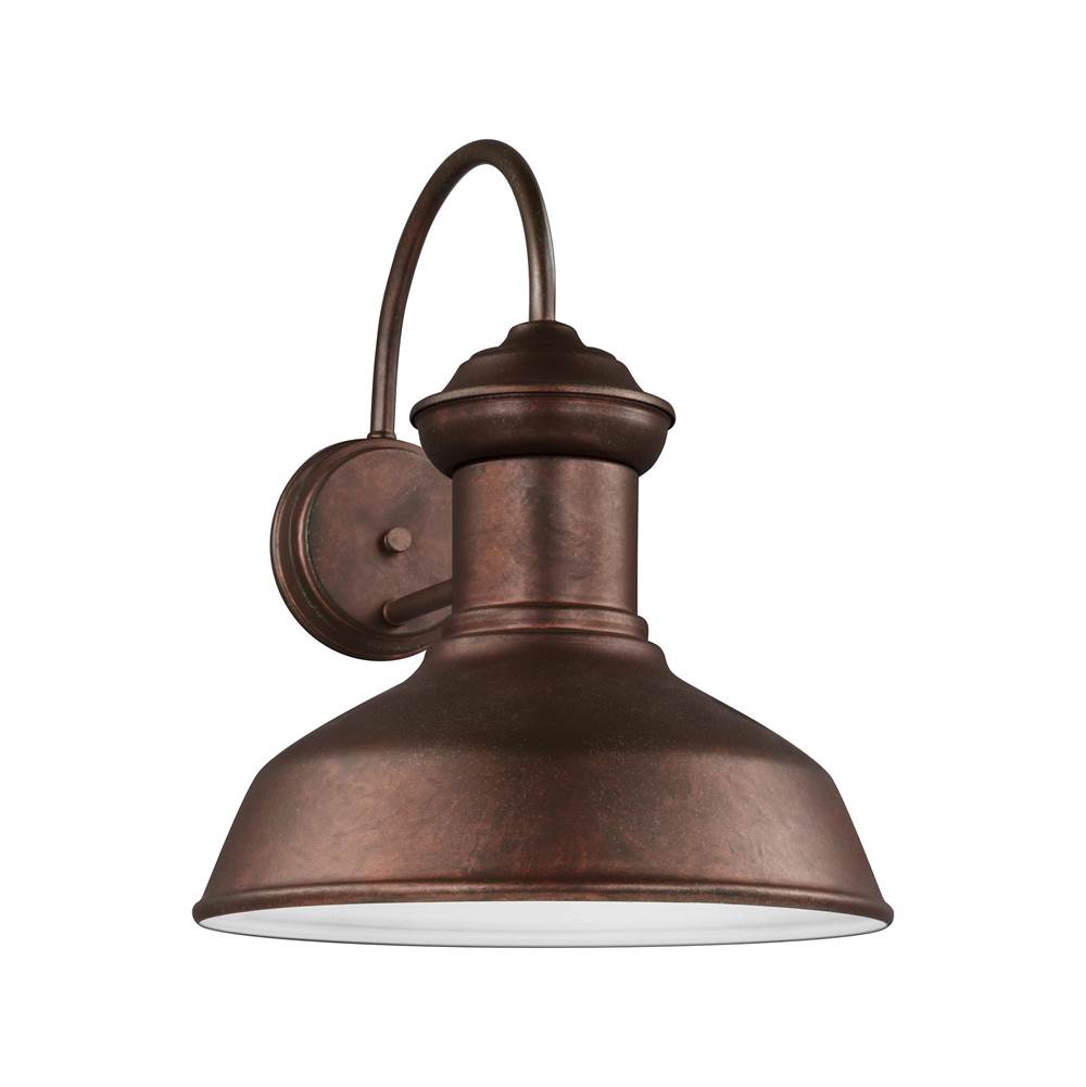 Generation Lighting Fredricksburg Traditional 1-Light Outdoor Exterior Dark Sky Compliant Large Wall Lantern Sconce In Weathered Copper Finish