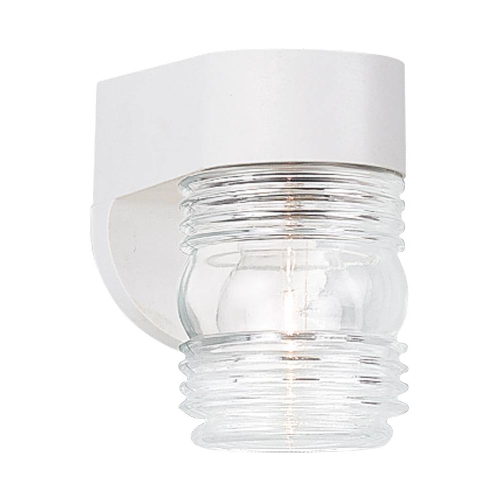 Generation Lighting Outdoor Wall Traditional 1-Light Outdoor Exterior Wall Lantern Sconce In White Finish With Clear Glass Diffuser