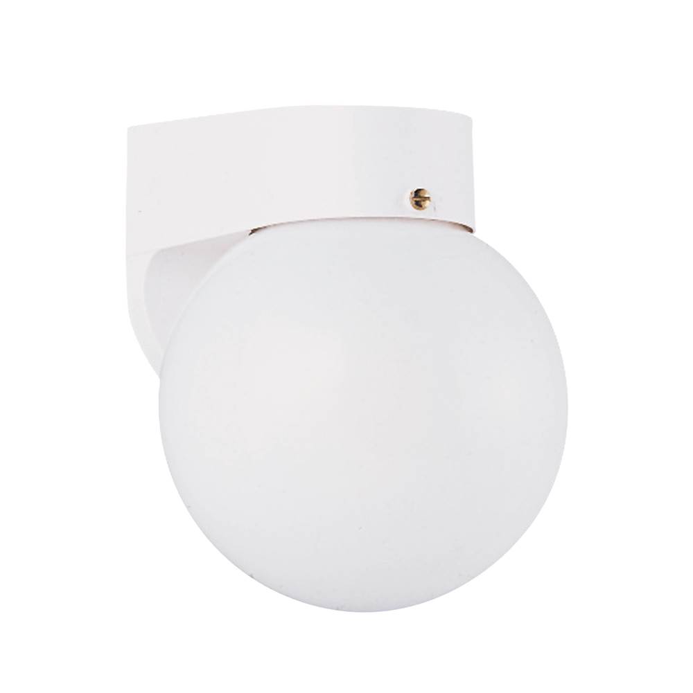 Generation Lighting Outdoor Wall Traditional 1-Light Outdoor Exterior Wall Lantern Sconce In White Finish With White Glass Diffuser