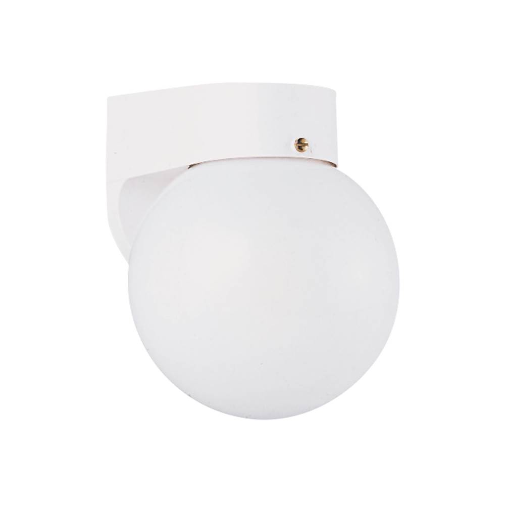 Generation Lighting Outdoor Wall Traditional 1-Light Led Outdoor Exterior Wall Lantern Sconce In White Finish With Smooth White Glass Diffuser