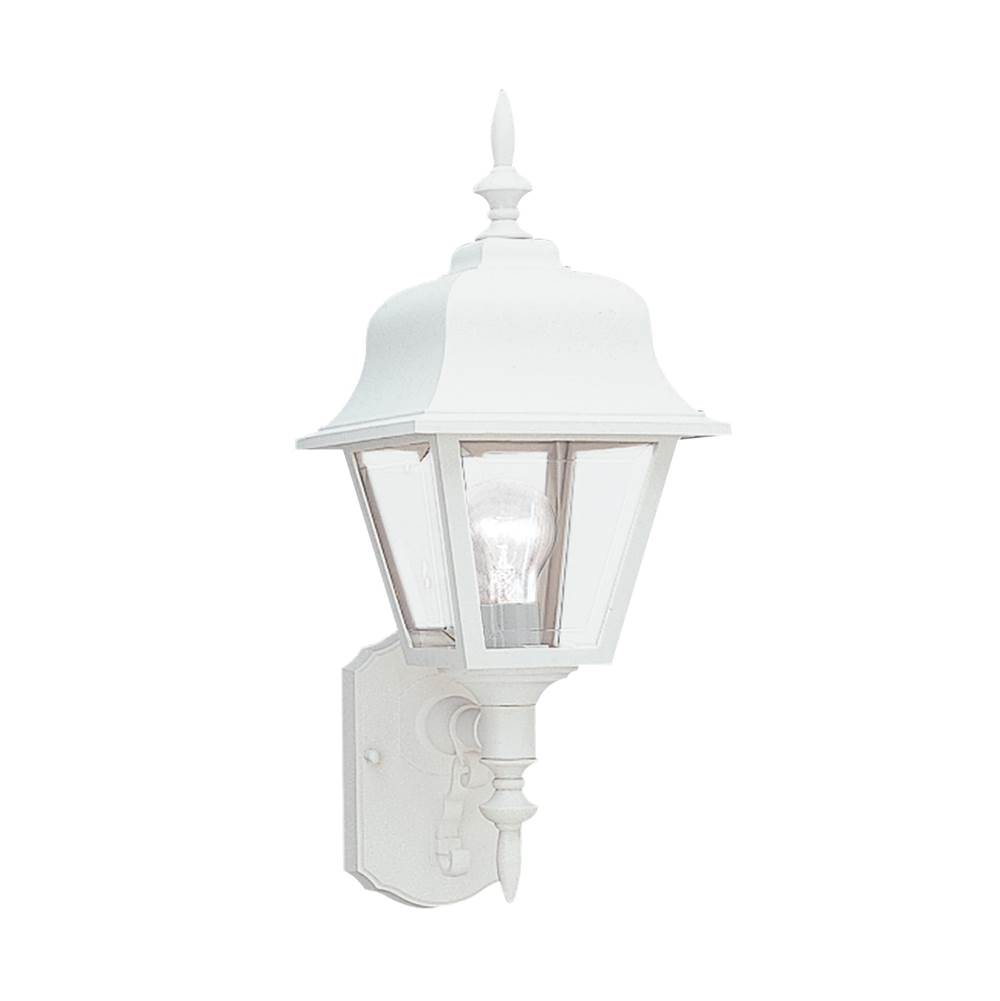 Generation Lighting Polycarbonate Outdoor Traditional 1-Light Outdoor Exterior Large Wall Lantern Sconce In White Finish With Clear Beveled Acrylic Panels