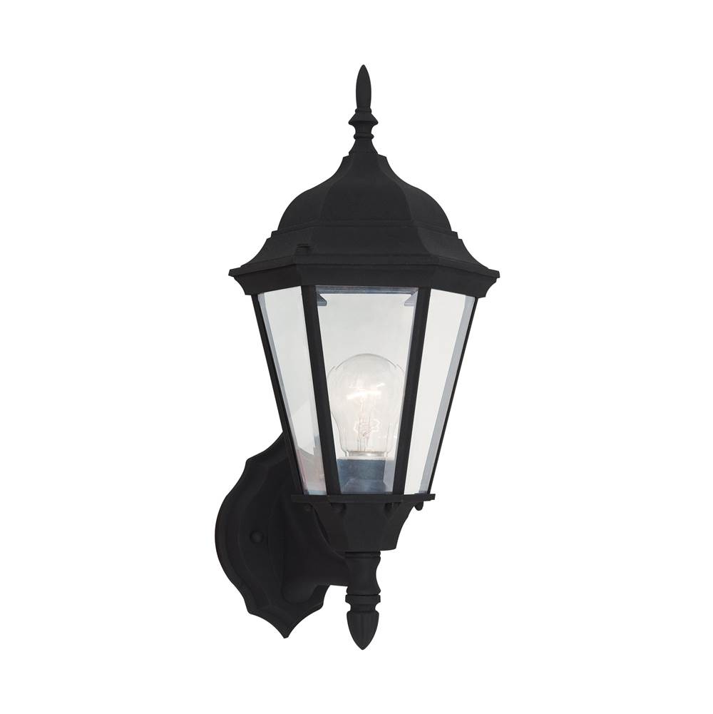 Generation Lighting Bakersville Traditional 1-Light Outdoor Exterior Wall Lantern In Black Finish With Clear Beveled Glass Plates