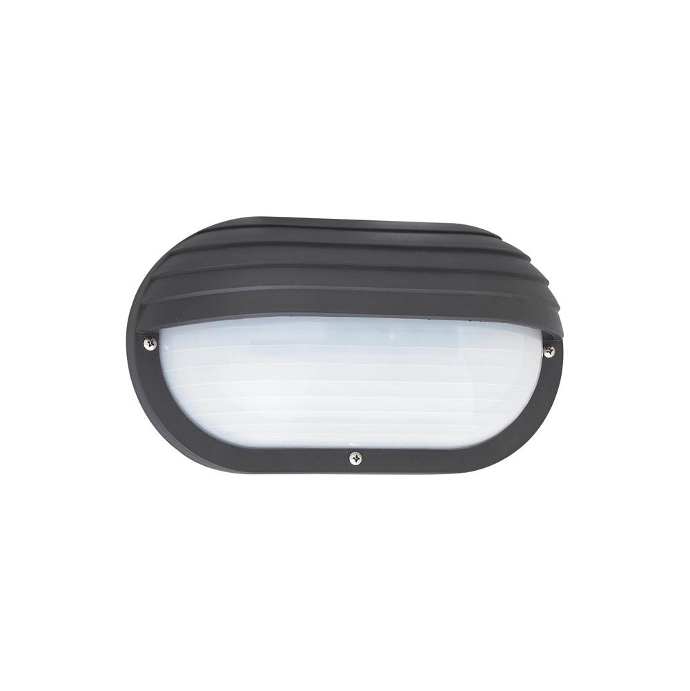 Generation Lighting Bayside Traditional 1-Light Outdoor Exterior Wall Lantern Sconce In Black Finish With Polycarbonate Shade And Frosted White Diffuser