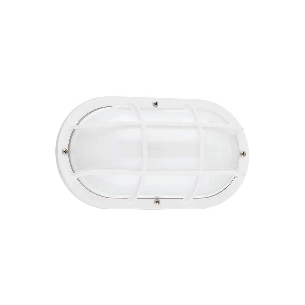 Generation Lighting Bayside Traditional 1-Light Outdoor Exterior Wall Lantern Sconce In White Finish With Polycarbonate Protector And Frosted White Diffuser