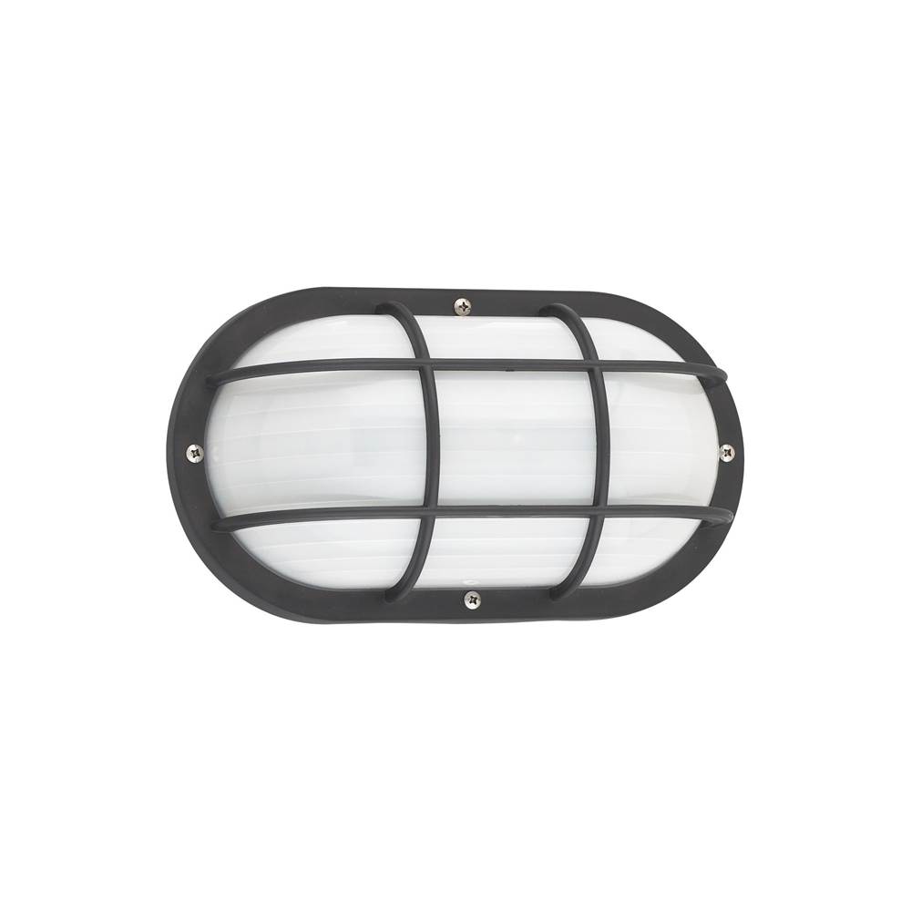 Generation Lighting Bayside Traditional 1-Light Led Outdoor Exterior Wall Lantern Sconce In Black Finish With Polycarbonate Protector And Frosted White Diffuser