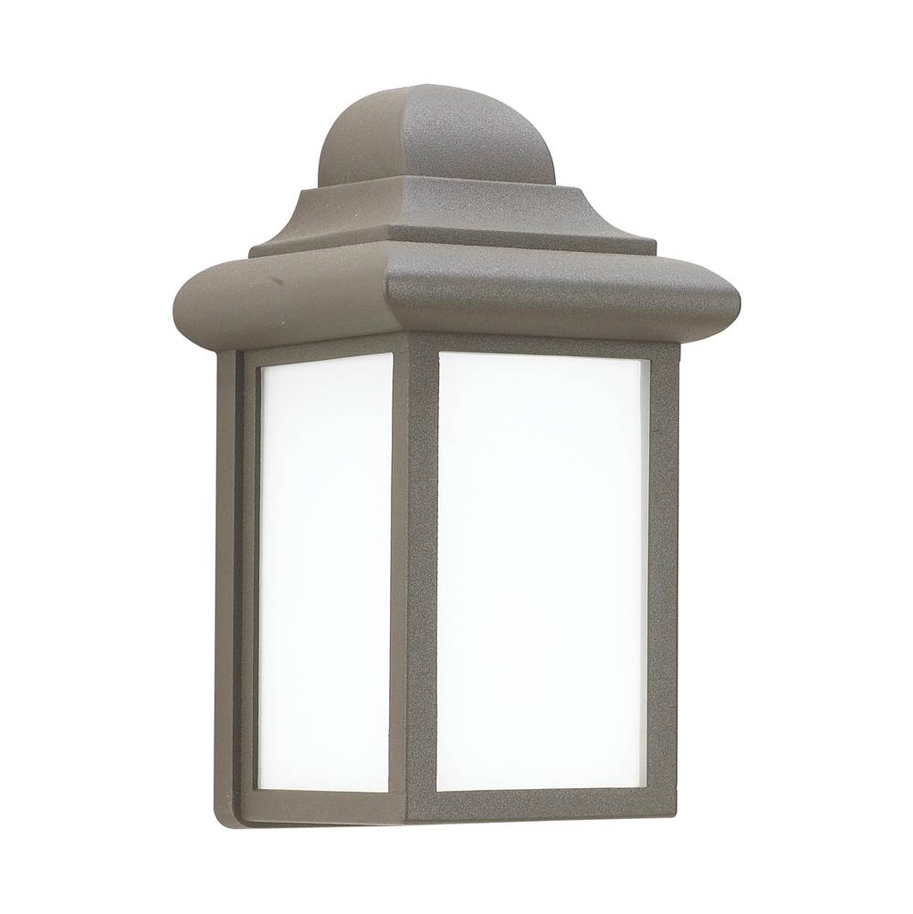Generation Lighting Mullberry Hill Traditional 1-Light Outdoor Exterior Wall Lantern Sconce In Bronze Finish With Smooth White Glass Panels