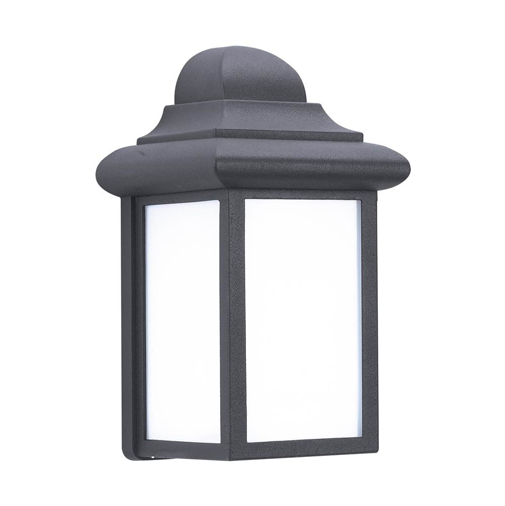 Generation Lighting Mullberry Hill Traditional 1-Light Outdoor Exterior Wall Lantern Sconce In Black Finish With Smooth White Glass Panels