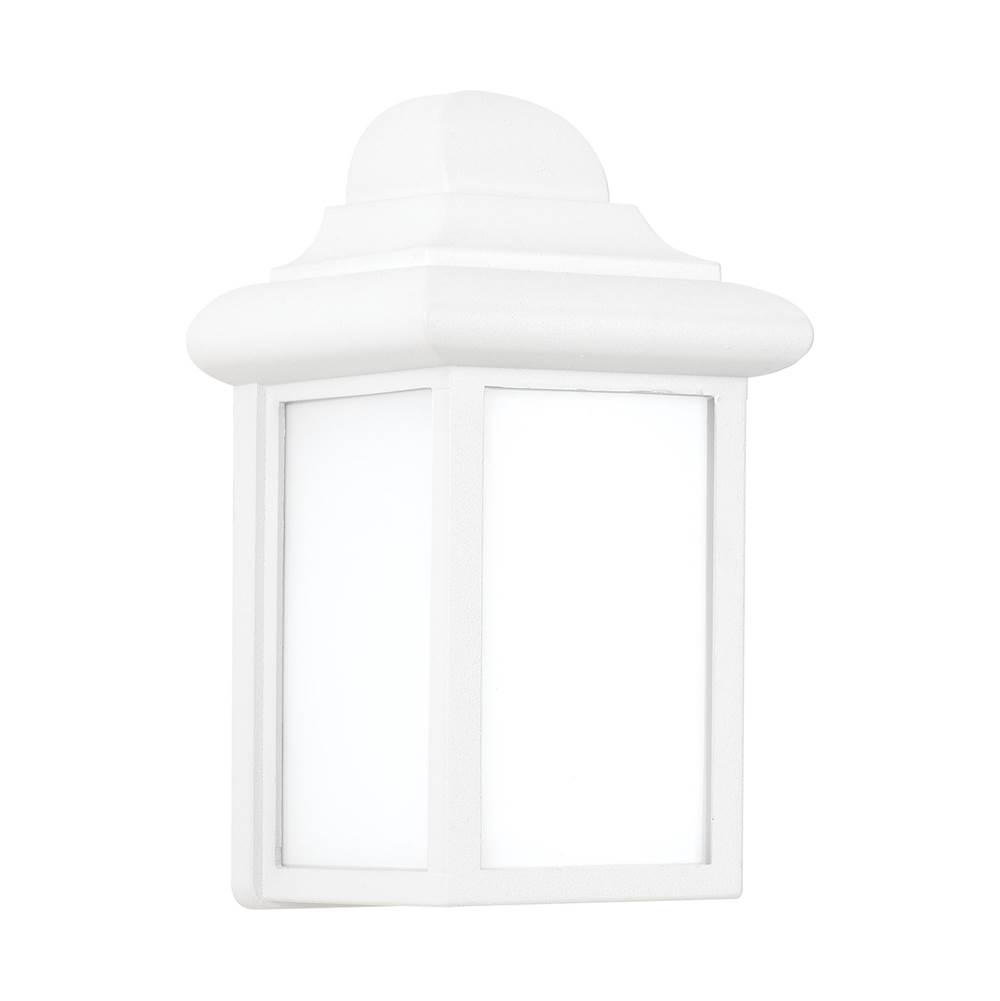 Generation Lighting Mullberry Hill Traditional 1-Light Outdoor Exterior Wall Lantern Sconce In White Finish With Smooth White Glass Panels