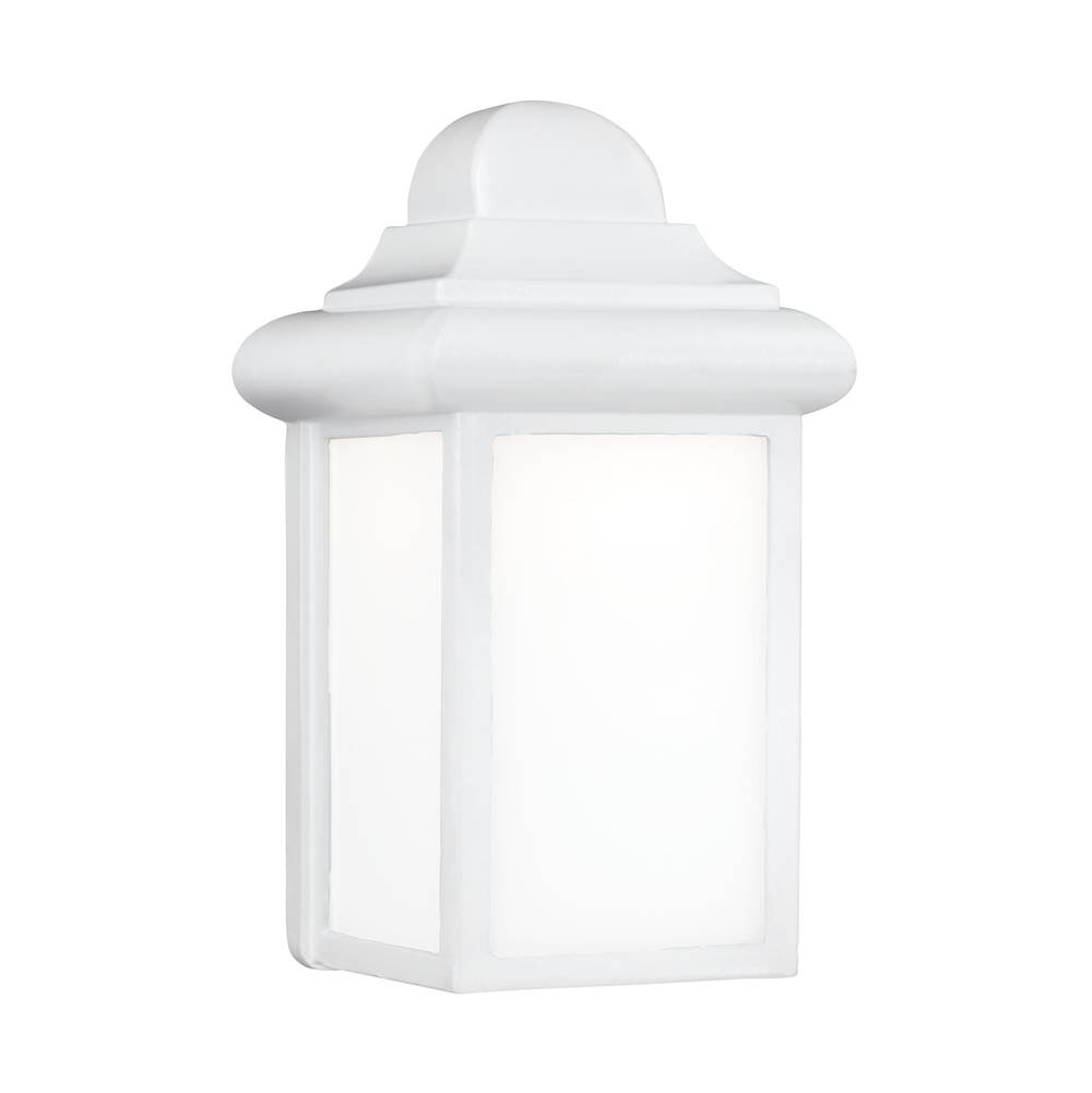 Generation Lighting Mullberry Hill Traditional 1-Light Led Outdoor Exterior Wall Lantern Sconce In White Finish With Smooth White Glass Panels