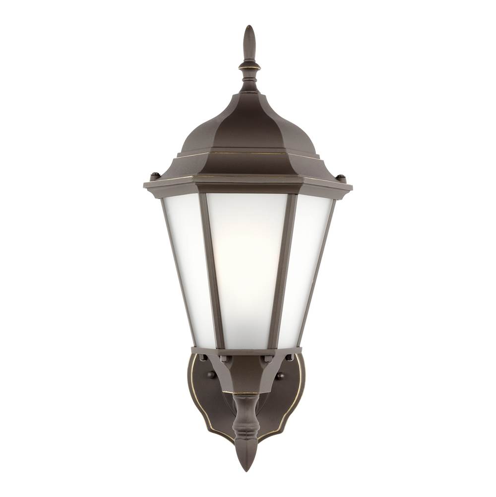 Generation Lighting Bakersville Traditional 1-Light Led Outdoor Exterior Wall Lantern Sconce In Antique Bronze Finish With Satin Etched Glass Shades